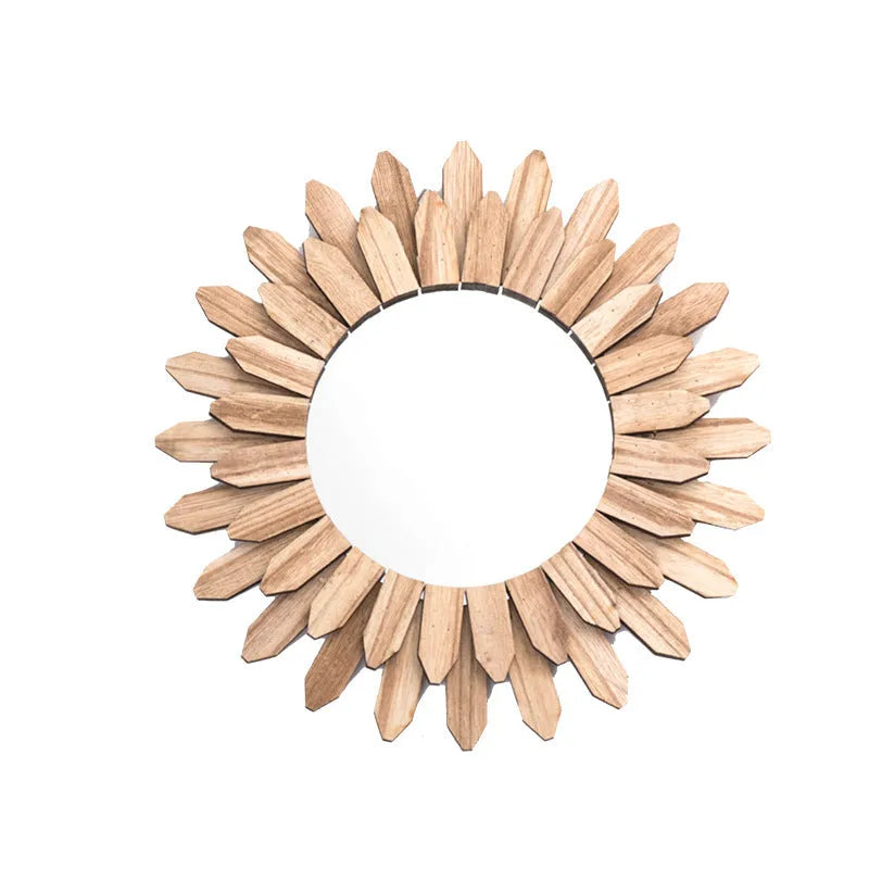 European-style wooden framed wall hanging mirror in baked colour finish