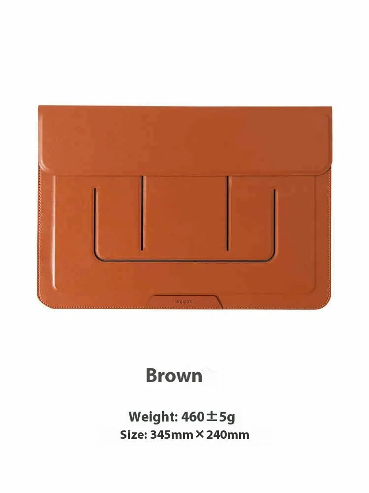 13.3-inch laptop bracket bag with integrated dual-angle stand in black or brown
