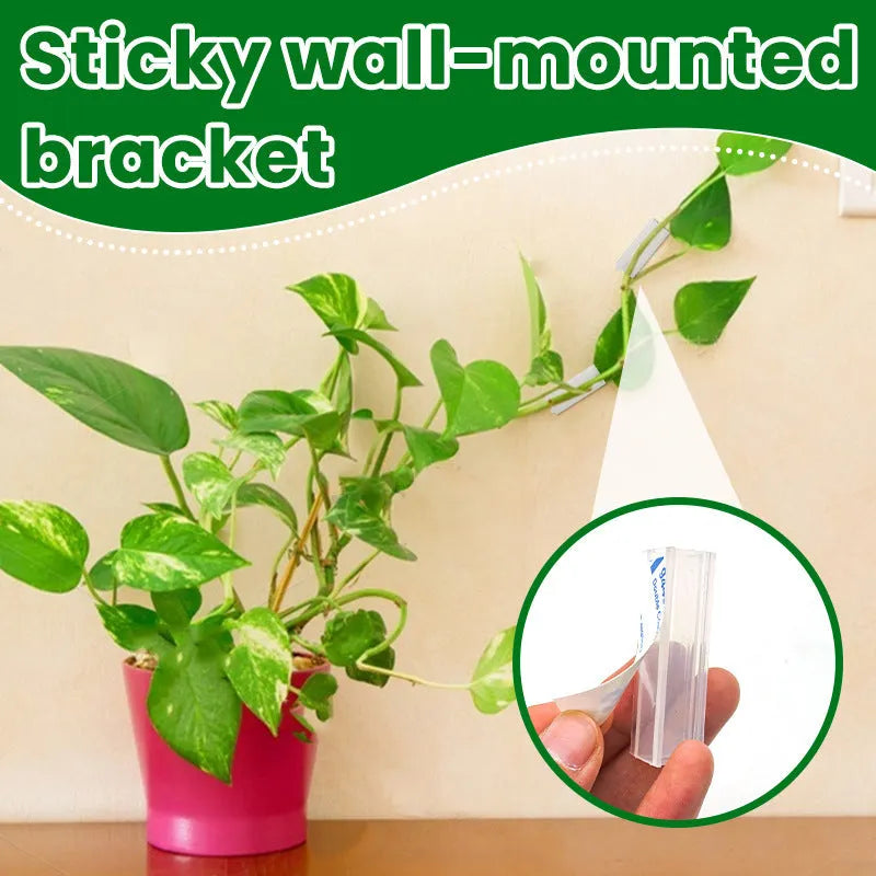 Set of sticky plastic wall-mounted brackets for punch-free bedside data cable organisation