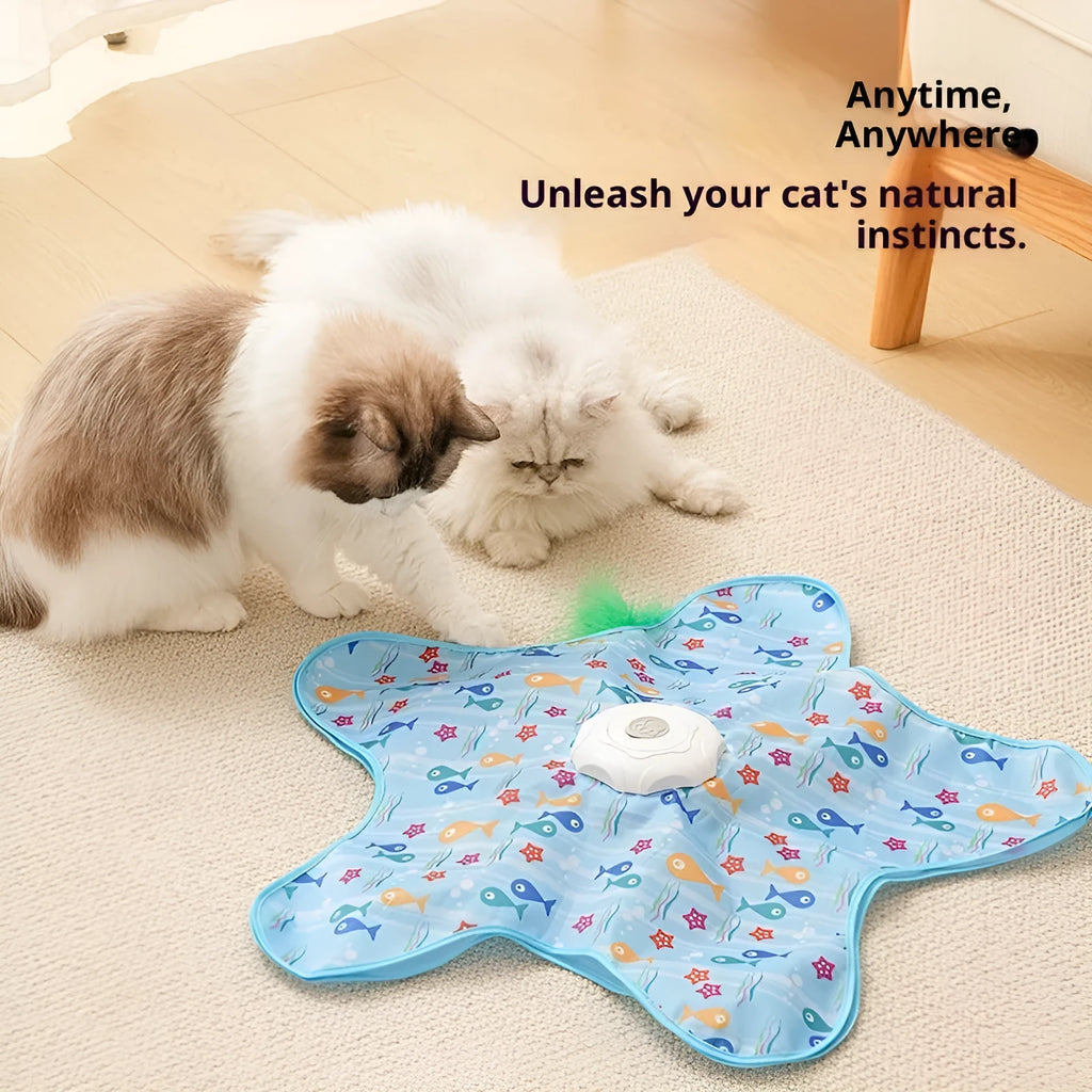 Smart cat hunting toy in blue fish design made from PP material