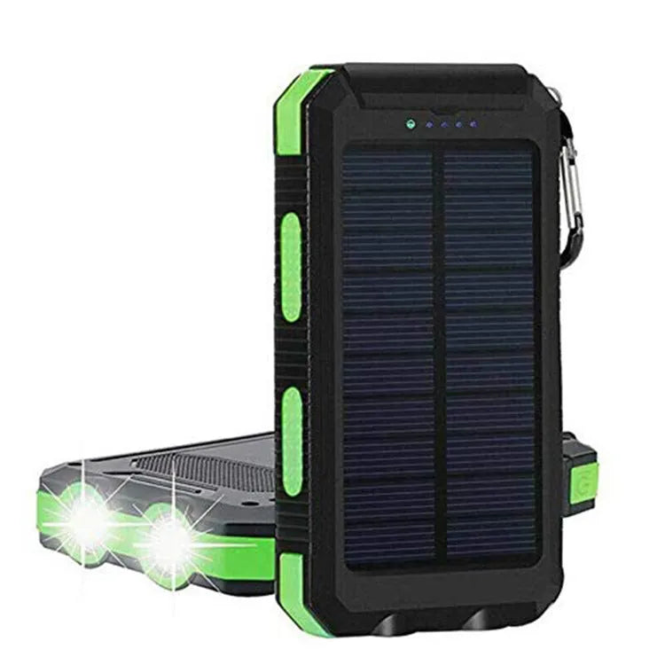 Solar power bank with compass and 8000mAh polymer battery in PVC silicone shell