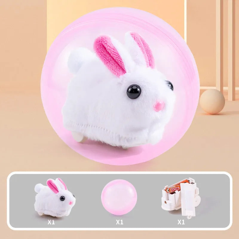 Transparent plastic exercise ball with plush inner shell and battery base for hamsters and rabbits