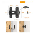 Black carbon steel and stainless steel 90-degree warehouse hook lock with flat shackle for sliding doors.