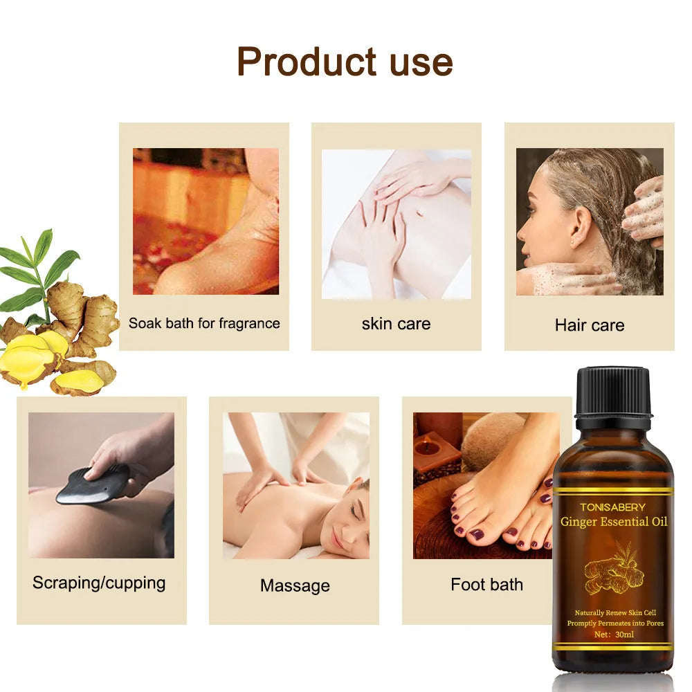 30ml ginger heating oil massage essential oil with natural plant extraction