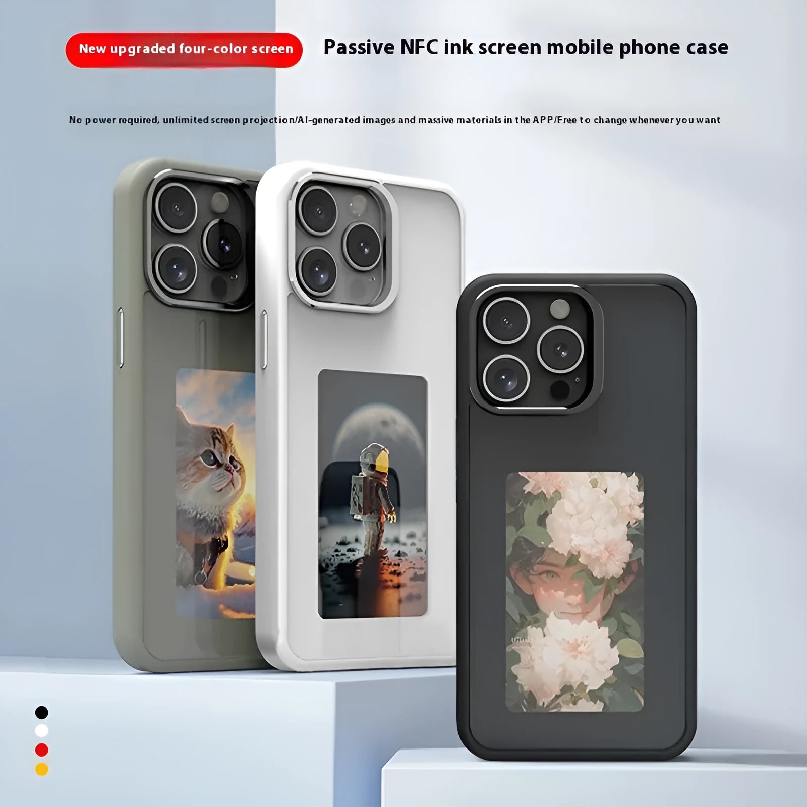 Graphite black NFC projection screen phone case with integrated stand bracket for iPhone