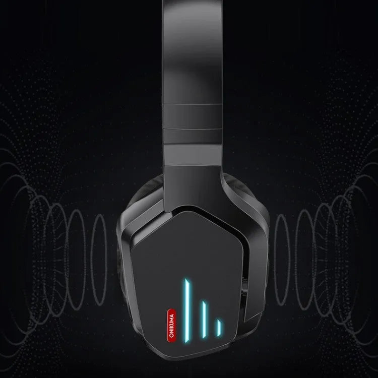 Wireless headphones with luminous black finish showing head-mounted design and ear cups