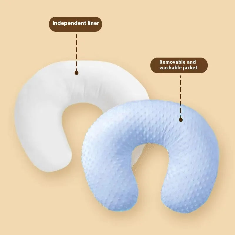 Multifunctional nursing pillow with milk spill prevention in pink colour for breastfeeding support