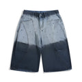 Blue tie-dye gradient cropped jeans with a loose fit and mid waist