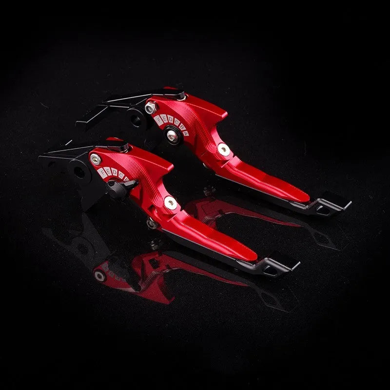 Adjustable anodised aluminium horn handle motorcycle clutch lever in multiple colour options