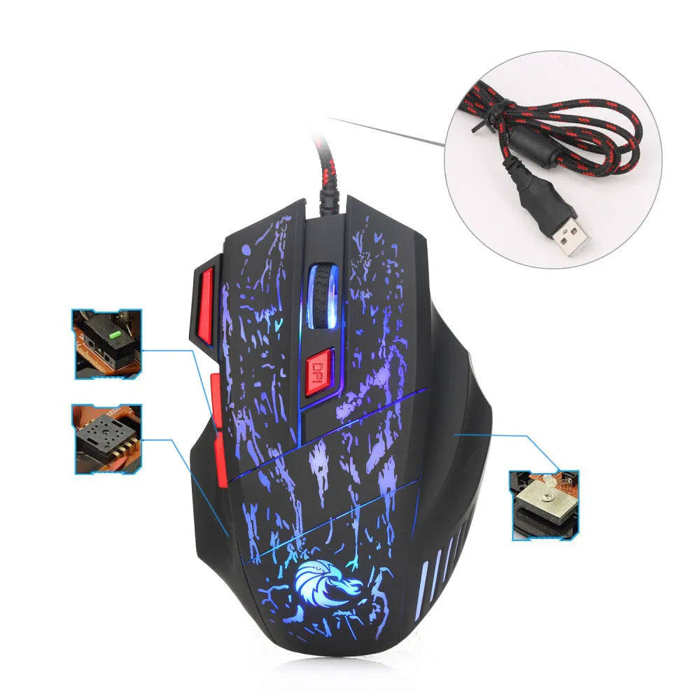 H300BK coloured gaming mouse with colourful luminous lighting and 1.5 metre USB cable