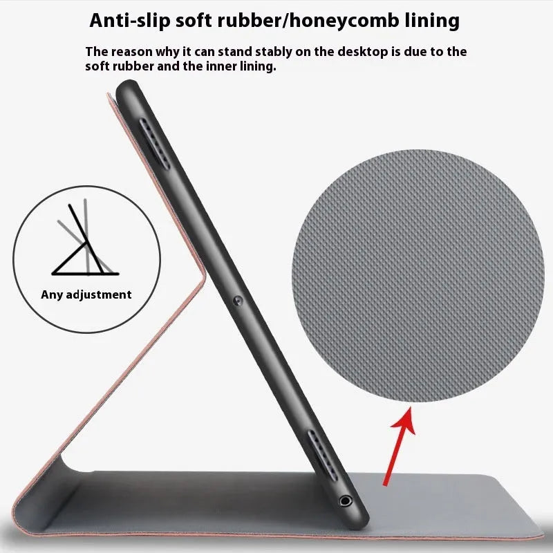 Deer pattern soft shell protective case for iPad in TPU leather, shown in clamshell design.
