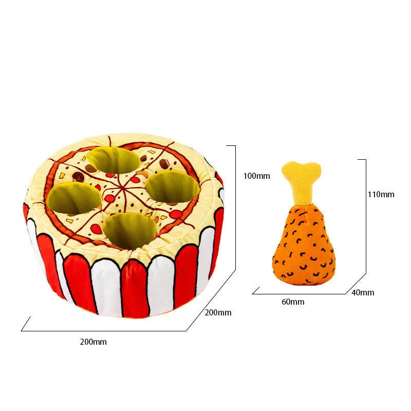 Plush simulation chicken leg dog toy with interactive sound and food leakage puzzle in Tibetan Chicken Leg Warmer colour