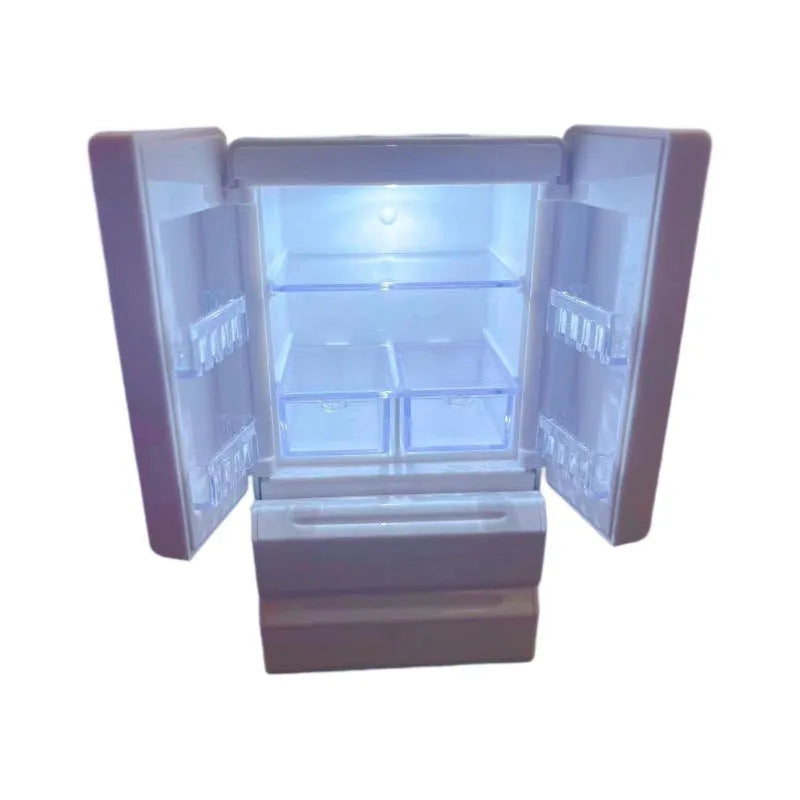 White plastic candy shop miniature model with LED light function displayed