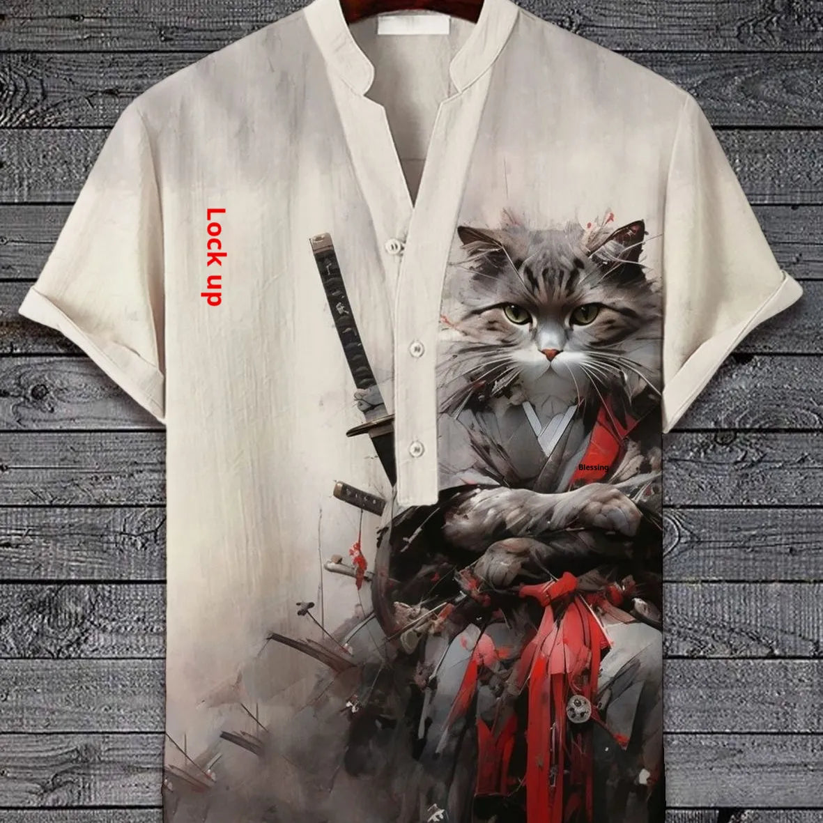 Men's short sleeve shirt with a detailed 3D digital animal graphic print on the front.