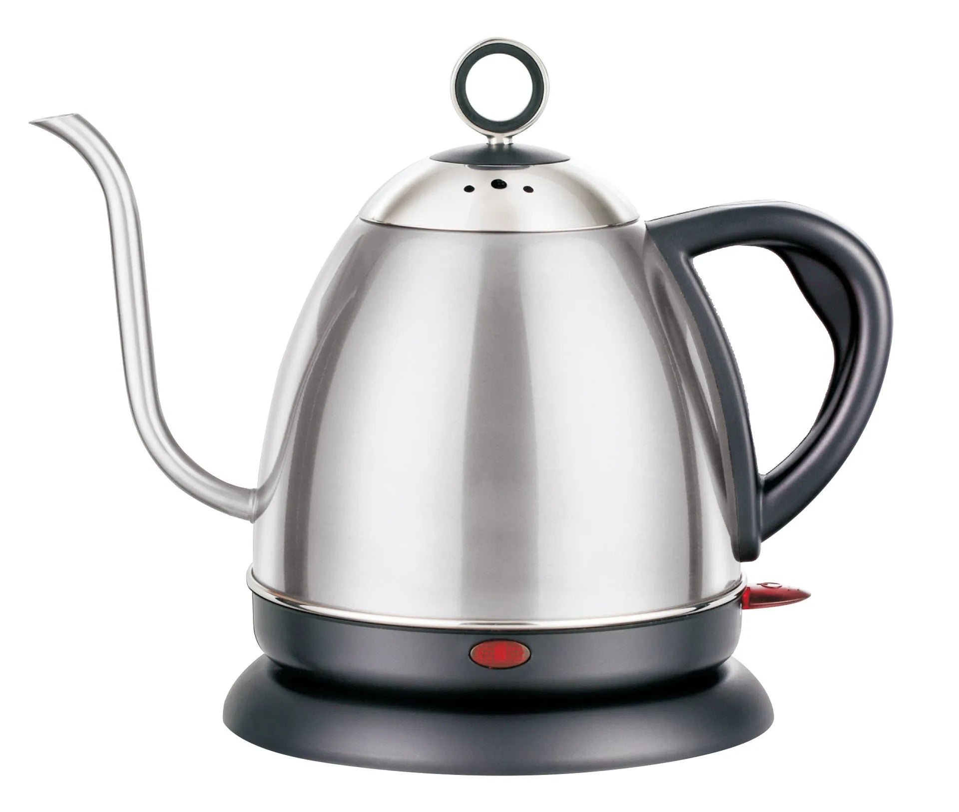 Automatic stainless steel kettle with touch controls in gold colour showing 1.0 litre capacity markings