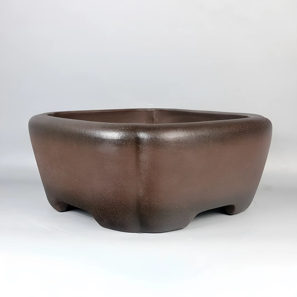Handmade antique square purple clay ceramic bonsai flower pot with 41cm external size