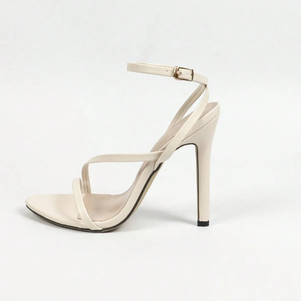 Women's sandals with multi-stripe cross ankle strap in round and open toe design showing gold, silver, and white colour options