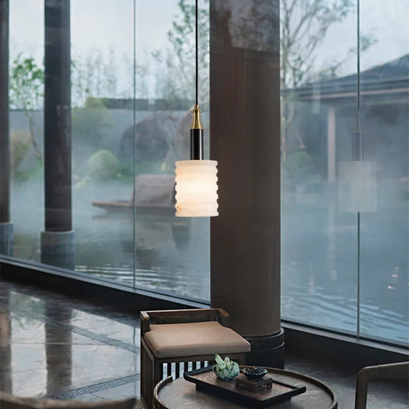 Nordic New Chinese Style Marble Small Droplight Pendant Lamp 220V for Living Room Bedroom Home Decor Available in Small 12cm or Large 15cm Size
