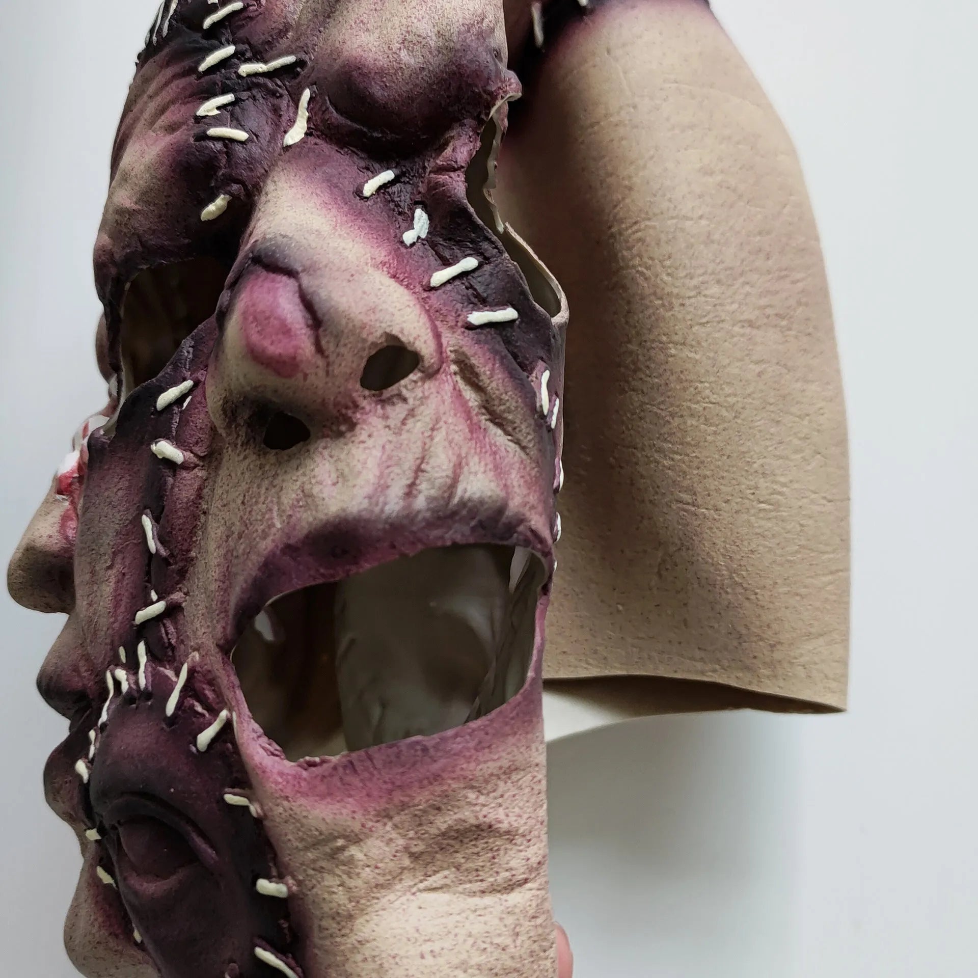 Three-sided Grimace horror latex mask for Halloween costume parties