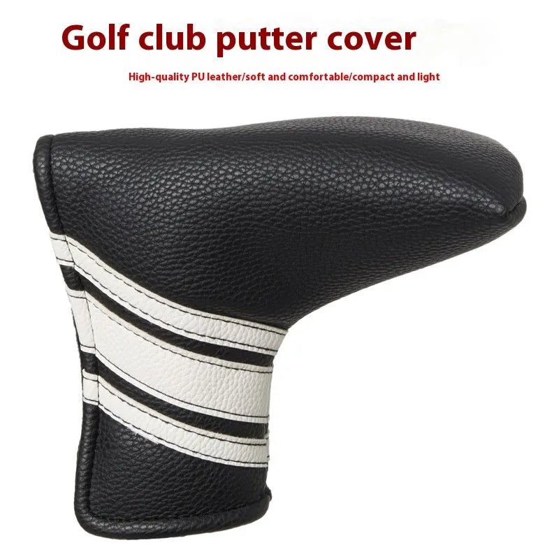Black PU leather golf club head cover sleeve for putter protection