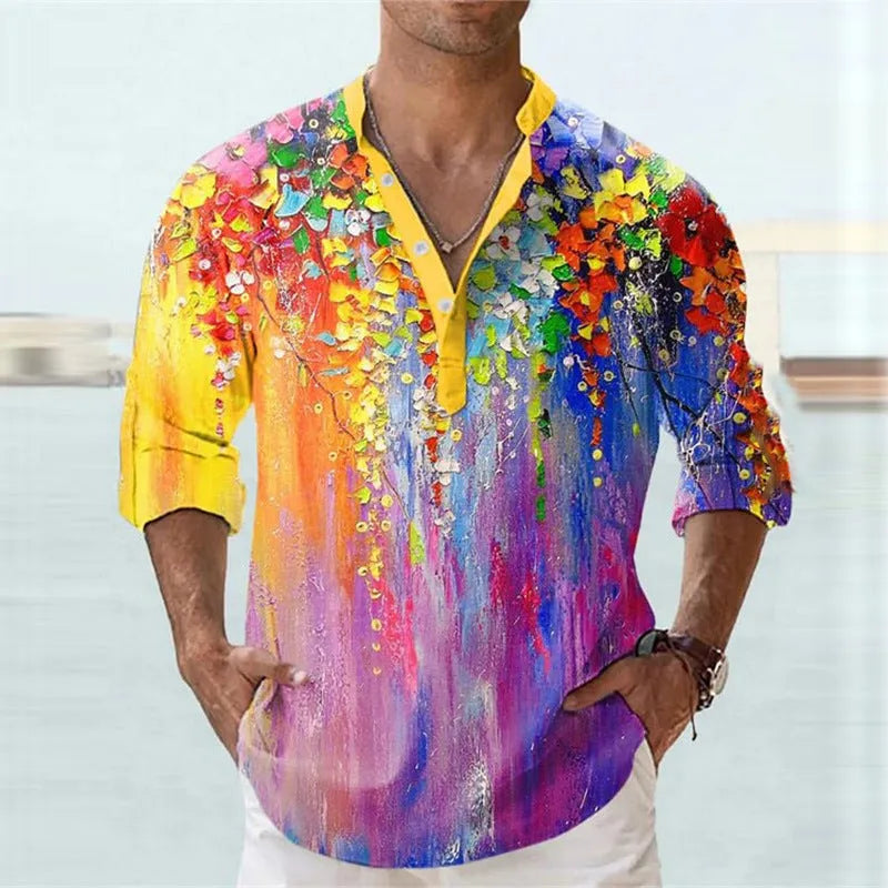 British style striped long sleeve shirt in bamboo hemp fabric for summer.