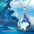 Moonstone blue alloy heart pendant necklace for women on a silver-toned chain.
