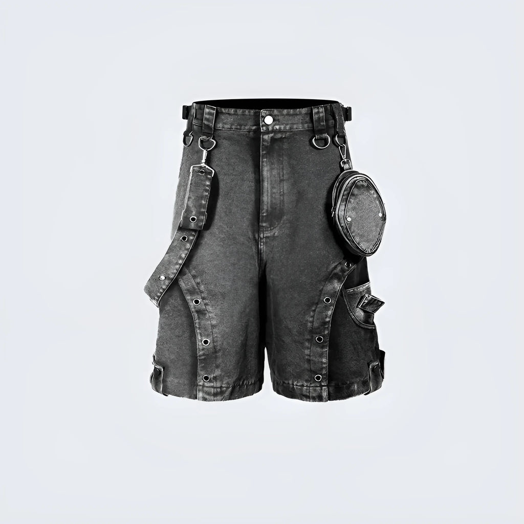Retro high waist denim shorts loose washed style picture colour streetwear