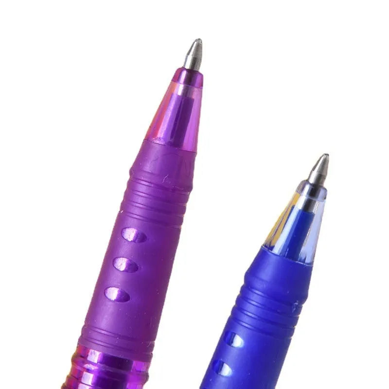 Heat-erasable gel pen with stainless steel nib in multiple colours showing 0.5mm and 0.7mm options