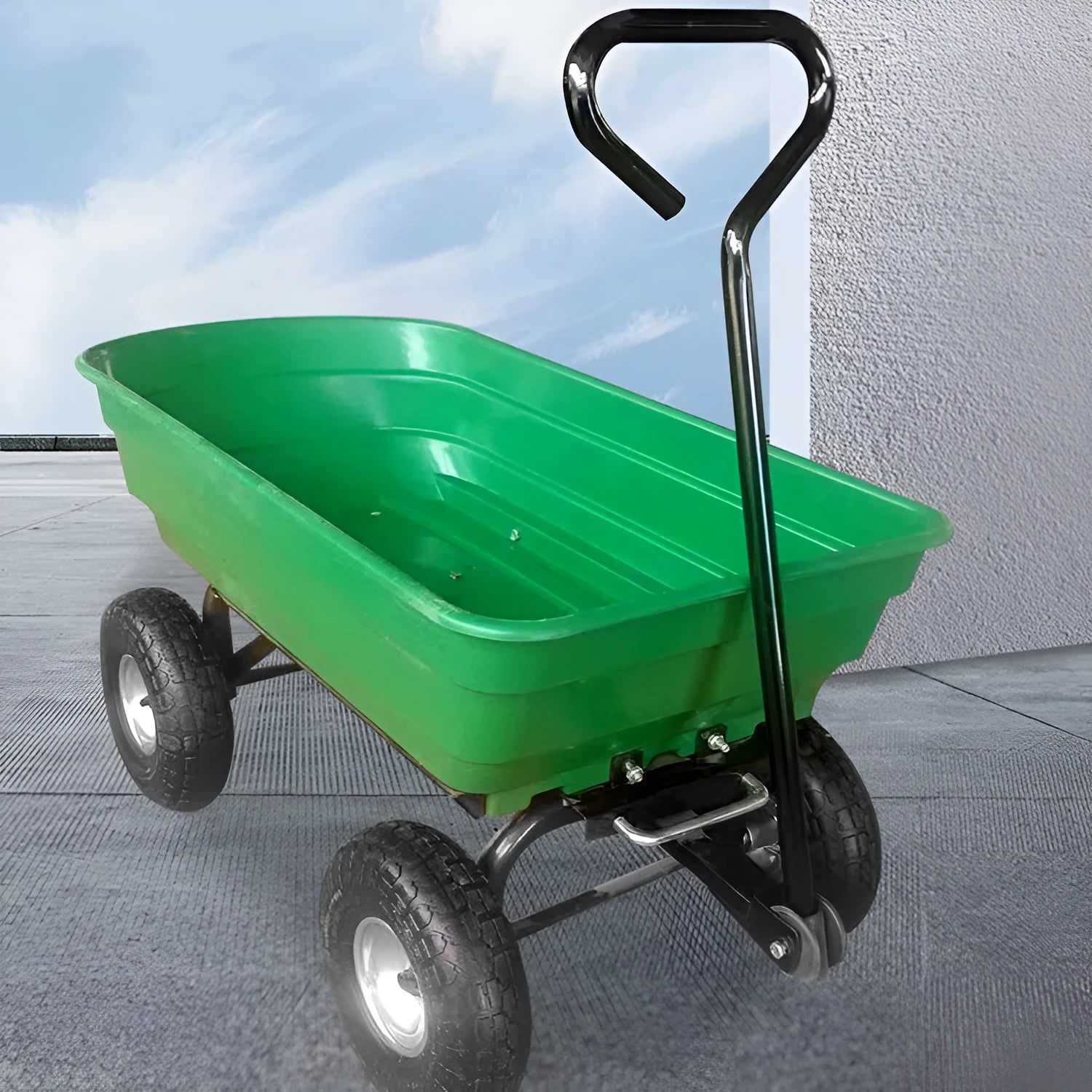 Green four-wheel dump truck toy with Steel PP construction and 350kg load capacity