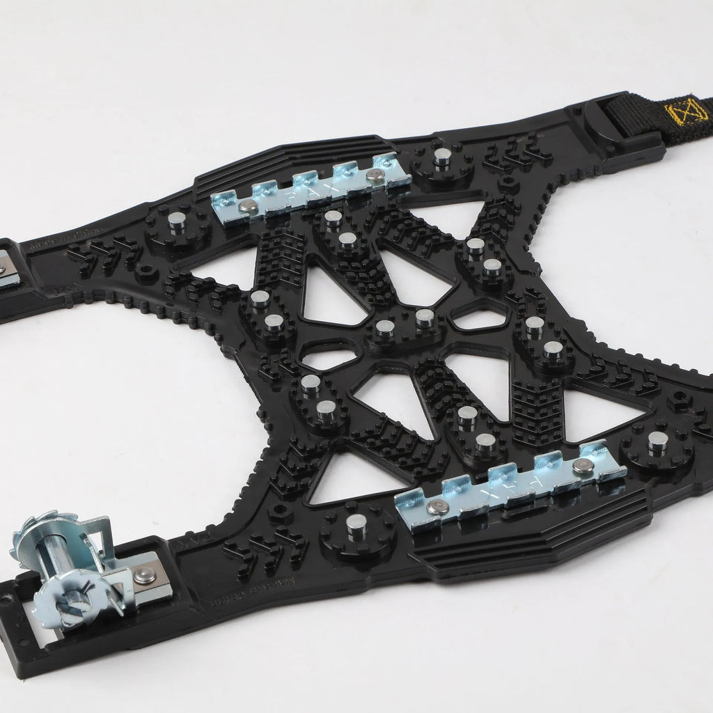 Universal plastic tyre chains with steel plate gear design for car and SUV winter driving