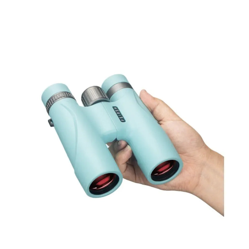 10x32 wine red film binoculars in blue or grey colour with 112x140x45mm compact size