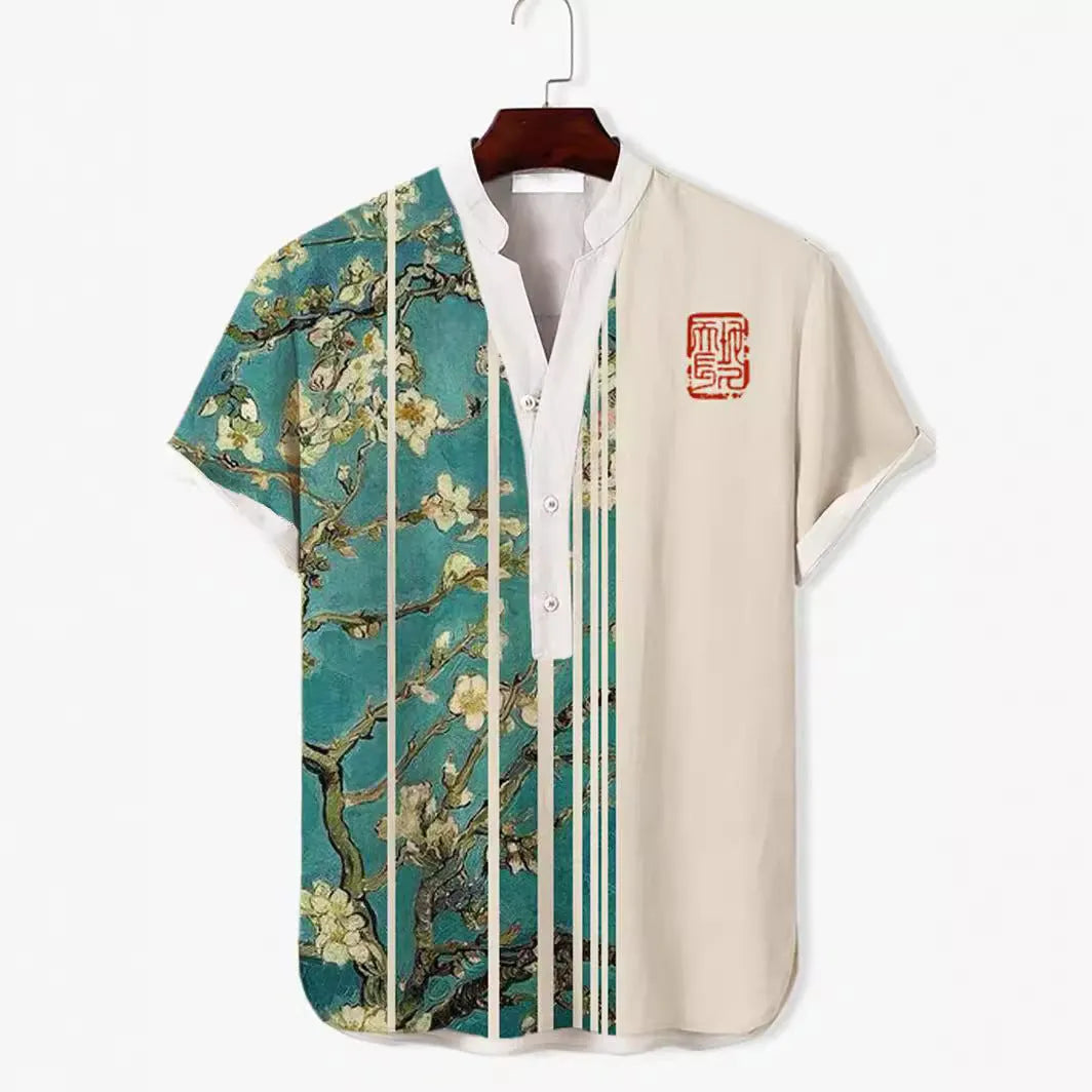 Men's short sleeve shirt with a detailed 3D digital animal graphic print on the front.