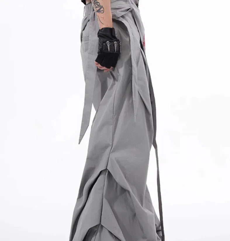 Boys' wide-leg pants in solid black or grey with refined Korean style design