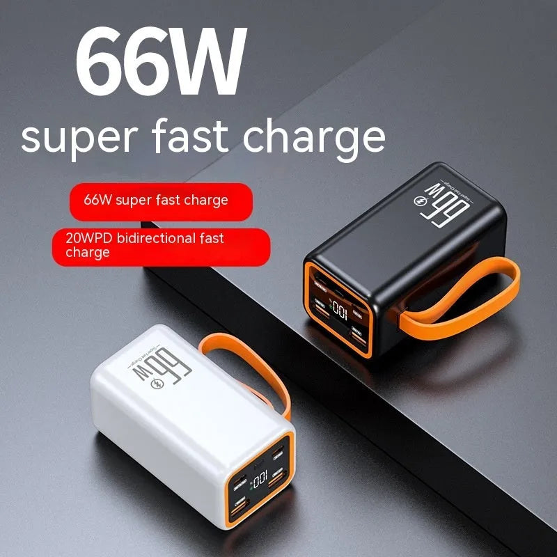 Black and white PD66W fast charge 20000 mAh portable power bank with creative design