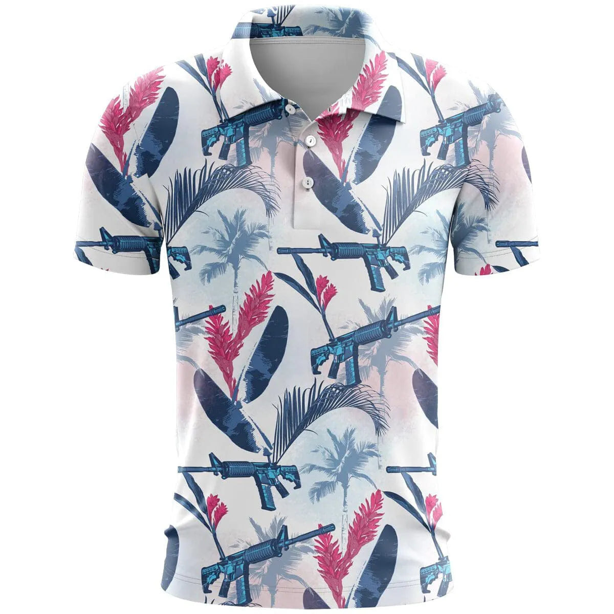 Man wearing a loose-fit 3D printed short sleeve sports top in bird eye polyester fabric, available in multiple colours.