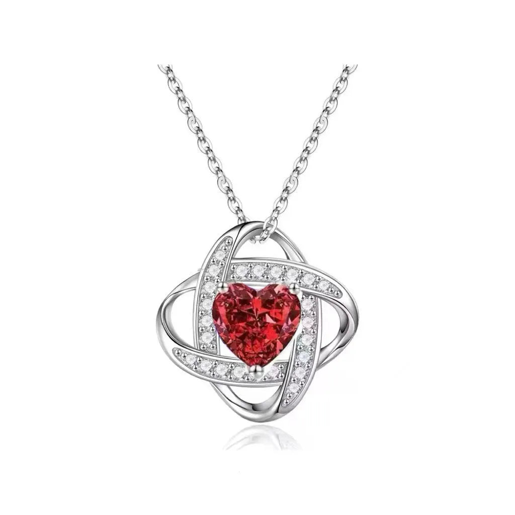 Copper heart-shaped necklace with electroplated colour finishes in European American fashion jewellery style