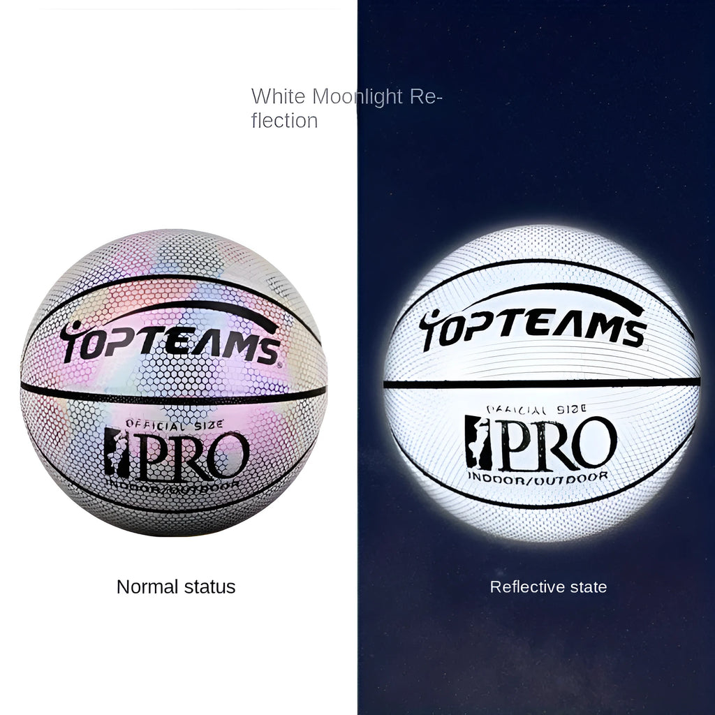 No. 7 size basketball with holographic reflective surface in Chroma and White colour options.