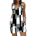 Red sleeveless V-neck jumpsuit with an inner pocket on a model.