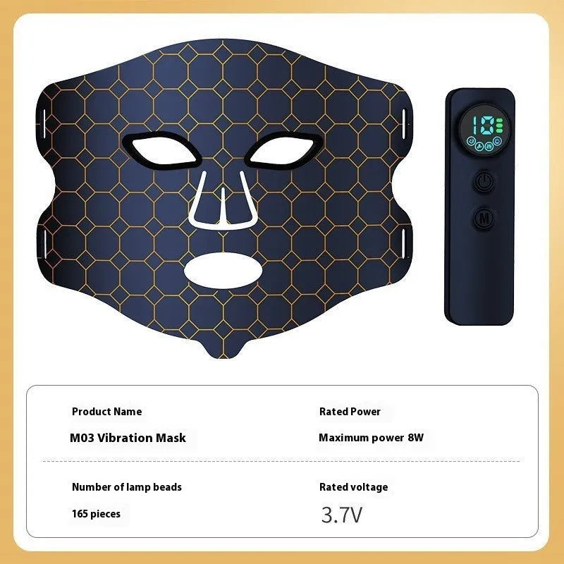 Black LED photon mask for facial and neck light therapy treatment with four-colour system