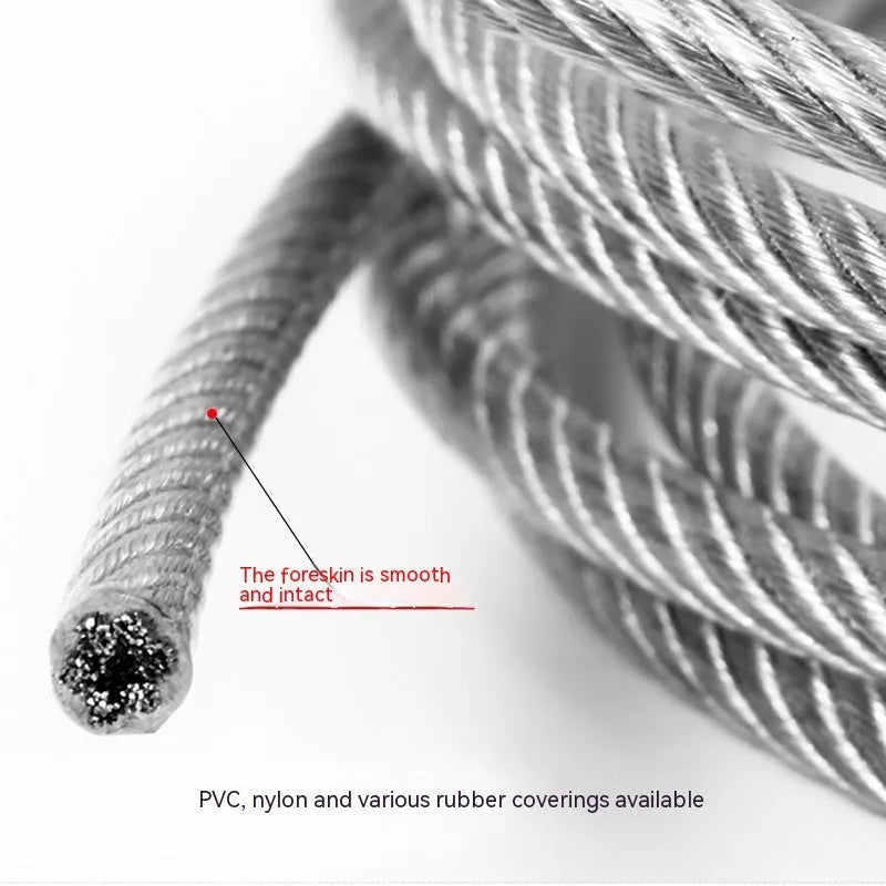 304 stainless steel invisible anti-theft protecting wire rope coil in a grey coated finish.