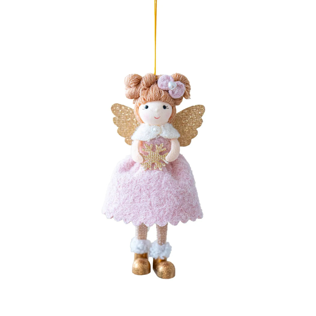 Cloth angel wings plush pendant Christmas decoration in pink or white colour