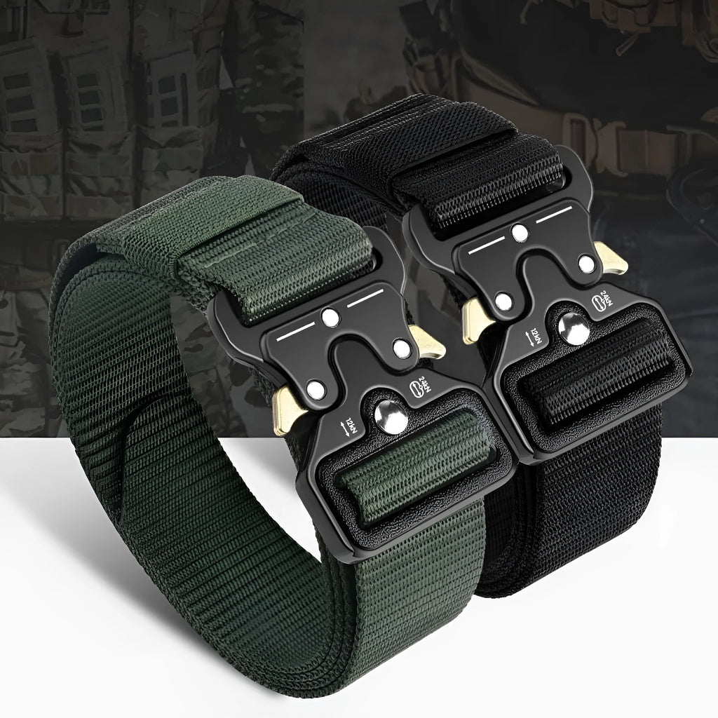 Men's thick canvas tactical belt with alloy quick-release buckle in assorted colours