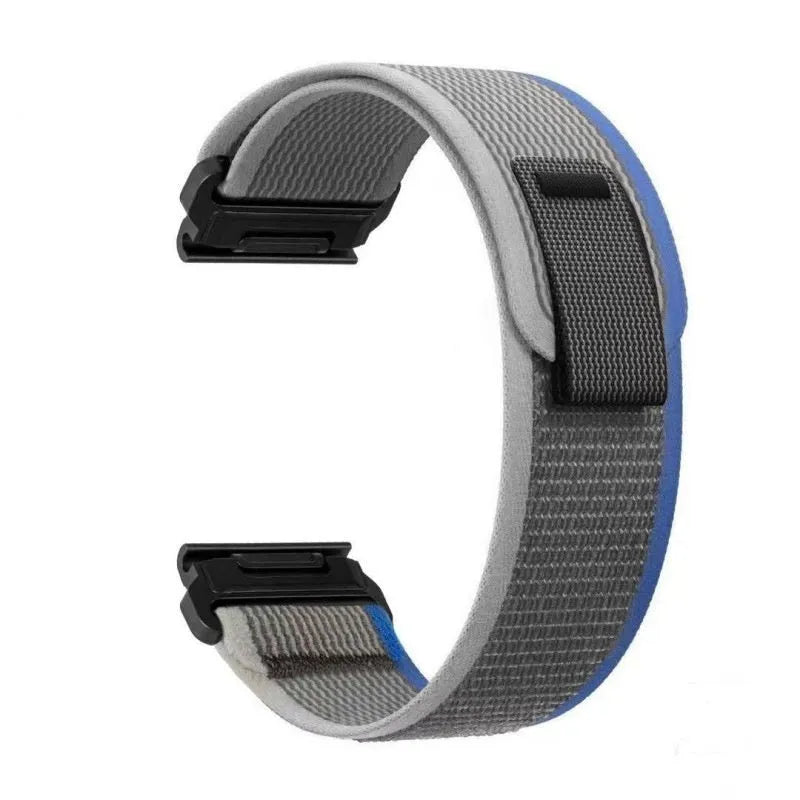 High Shan Ye quick-release nylon loop watch strap in black and grey colour option 22mm width