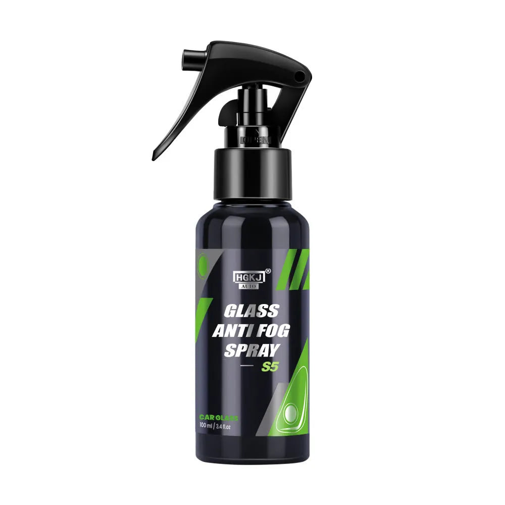 AUTO-S5 car glass antifog spray bottle in 100ml and 50ml sizes for clear windscreen visibility.