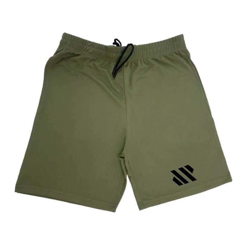 Loose fit metal silk fabric sports shorts in various colours including black, blue, and green for summer running and leisure.