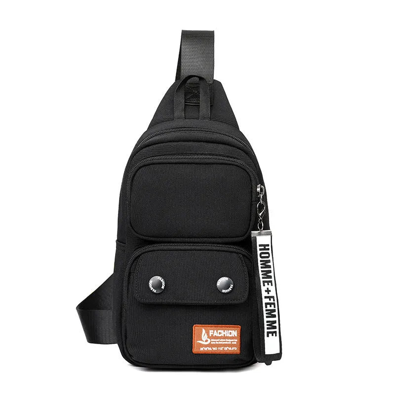 Outdoor leisure crossbody shoulder bag in durable nylon with contrast colour options