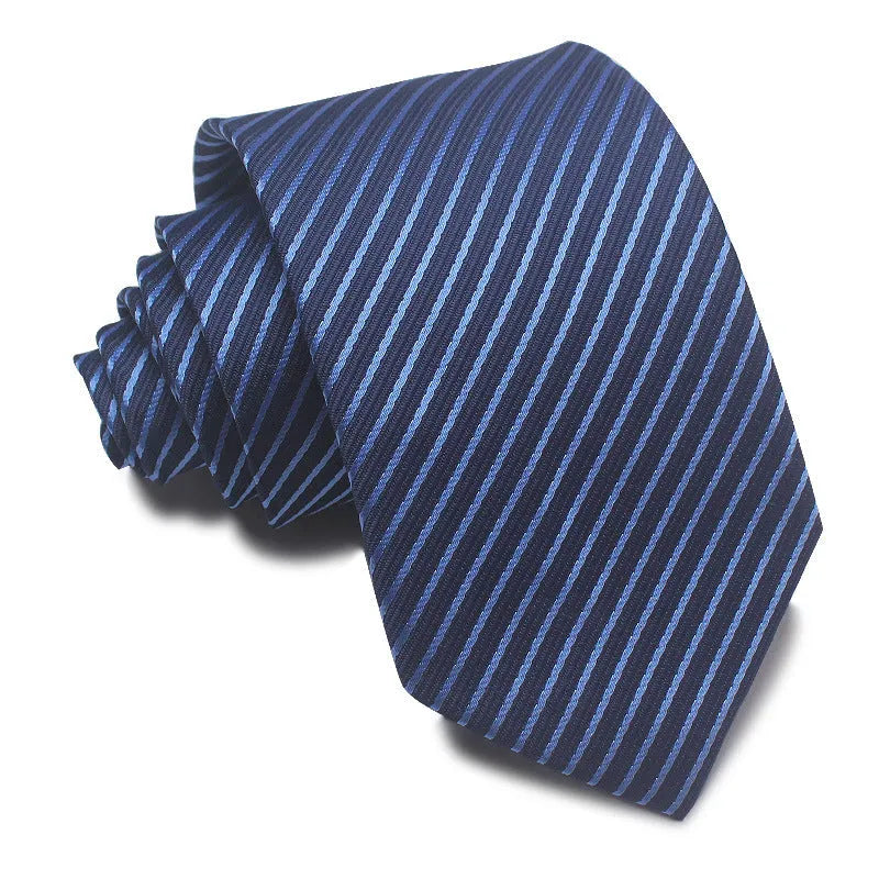 Men's 8CM wide striped formal tie in polyester jacquard weave available in multiple colours