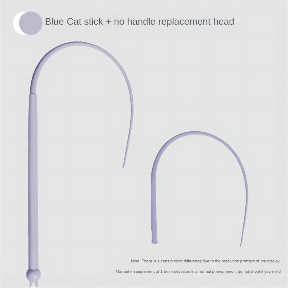 Blue cat teaser stick with silicone mouse tail and ABS handle for interactive play