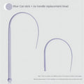 Blue cat teaser stick with silicone mouse tail and ABS handle for interactive play