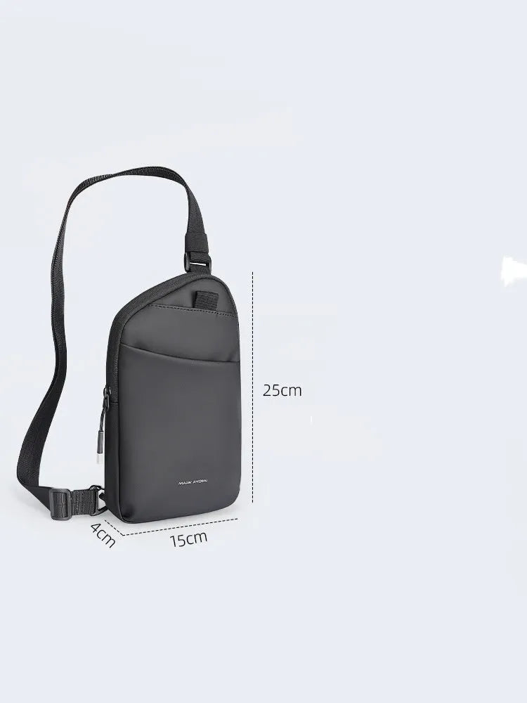 Men's elegant black lightweight crossbody bag made from durable Oxford cloth